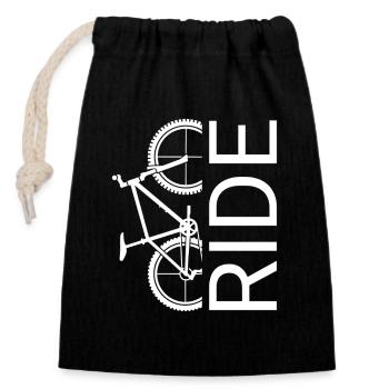 Ride Bike Art - Closable cotton gift bag (14x20cm) - black - Front