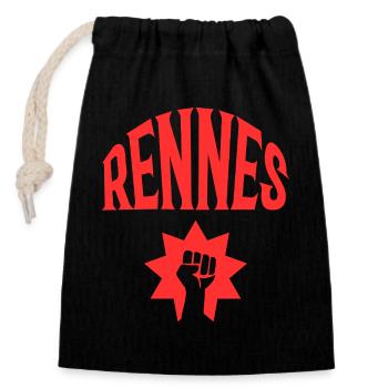 Rennes - Sac cadeau en coton avec cordon (14 x 20 cm) - noir - Devant