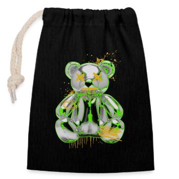 Graffiti Teddybär Rebellion Urban Art - Verschließbarer Geschenkbeutel aus Baumwolle (14x20cm) - Schwarz - Vorne