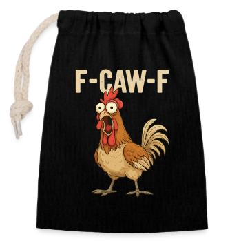F-Caw-F Chicken Cartoon - Closable cotton gift bag (14x20cm) - black - Front