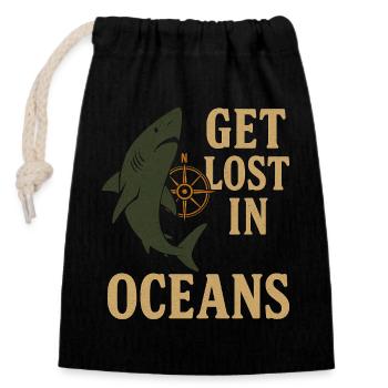 Get Lost in Oceans Nautical - Closable cotton gift bag (14x20cm) - black - Front