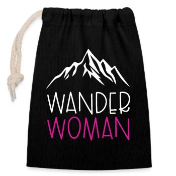 Wander woman - Verschließbarer Geschenkbeutel aus Baumwolle (14x20cm) - Schwarz - Vorne