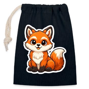 Niedlicher Fuchs Motiv im Cartoon Stil  - Verschließbarer Geschenkbeutel aus Baumwolle (14x20cm) - Navy - Vorne