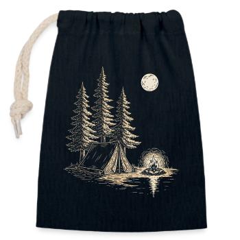 Nachtlager am Seewald mit Zelt - Verschließbarer Geschenkbeutel aus Baumwolle (14x20cm) - Navy - Vorne