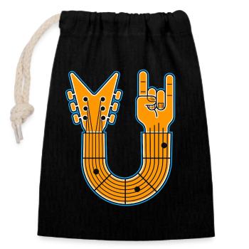 U-Shape Guitar & Rock Hand - Verschließbarer Geschenkbeutel aus Baumwolle (14x20cm) - Schwarz - Vorne