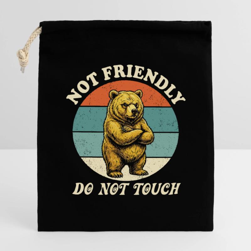 Grumpy Bear Not Friendly Funny Ironic Meme Closable cotton gift bag (14x20cm)
