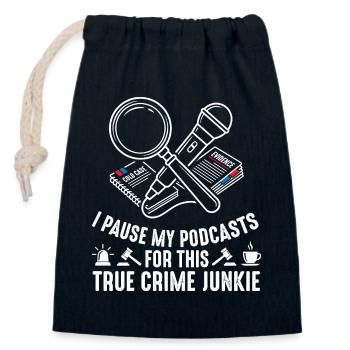 True Crime Podcast Fan - Closable cotton gift bag (14x20cm) - navy - Front