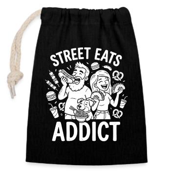 Street Eats Addict: Family Street Food - Closable cotton gift bag (14x20cm) - black - Front