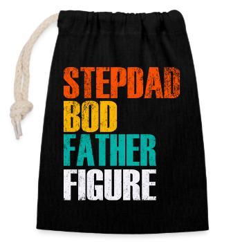 Stepdad Bod Father Figure Gradient - Closable cotton gift bag (14x20cm) - black - Front
