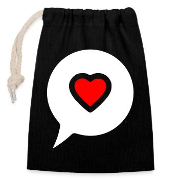 Heart Speech Bubble Filled - Closable cotton gift bag (14x20cm) - black - Front