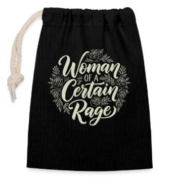 Woman Of A Certain Rage Floral Print - Closable cotton gift bag (14x20cm) - black - Front