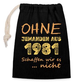 es 1981 - Verschließbarer Geschenkbeutel aus Baumwolle (14x20cm) - Schwarz - Vorne