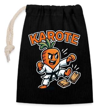 Les enfants de karaté, t-shirt drôle de carotte de karaté - Sac cadeau en coton avec cordon (14 x 20 cm) - noir - Devant