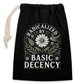 Radicalized by Basic Decency Vintage Floral Design - Closable cotton gift bag (14x20cm) - black - Front