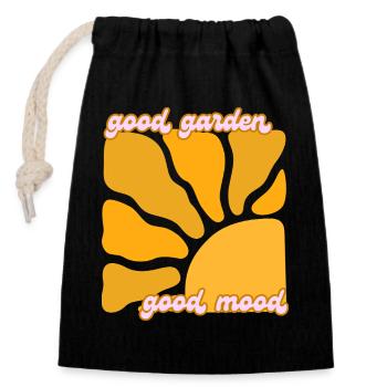 good garden good mood T-Shirt - Verschließbarer Geschenkbeutel aus Baumwolle (14x20cm) - Schwarz - Vorne