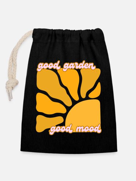 good garden good mood T-Shirt - Verschließbarer Geschenkbeutel aus Baumwolle (14x20cm) - Schwarz
