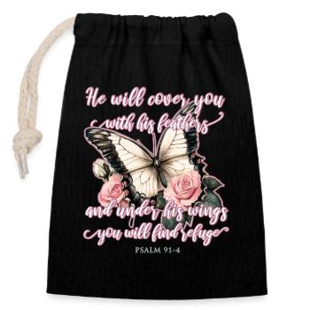 Papillon Christian - Sac cadeau en coton avec cordon (14 x 20 cm) - noir - Devant