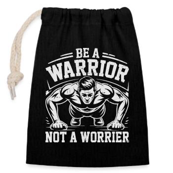 Be a warrior, not a procrastinator - Closable cotton gift bag (14x20cm) - black - Front