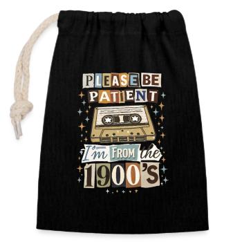 Nostalgie rétro sur cassette - Sac cadeau en coton avec cordon (14 x 20 cm) - noir - Devant