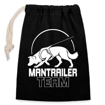Border Collie Mantrailer Team Hundesport Hunde - Verschließbarer Geschenkbeutel aus Baumwolle (14x20cm) - Schwarz - Vorne