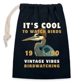 Vibes Vintage Birdwatching - Closable cotton gift bag (14x20cm) - navy - Front