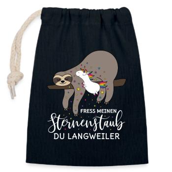 Sloth unicorn saying eat my stardust - Closable cotton gift bag (14x20cm) - navy - Front