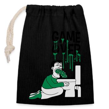 game over toilet wc toilet puke vomit break - Closable cotton gift bag (14x20cm) - black - Front