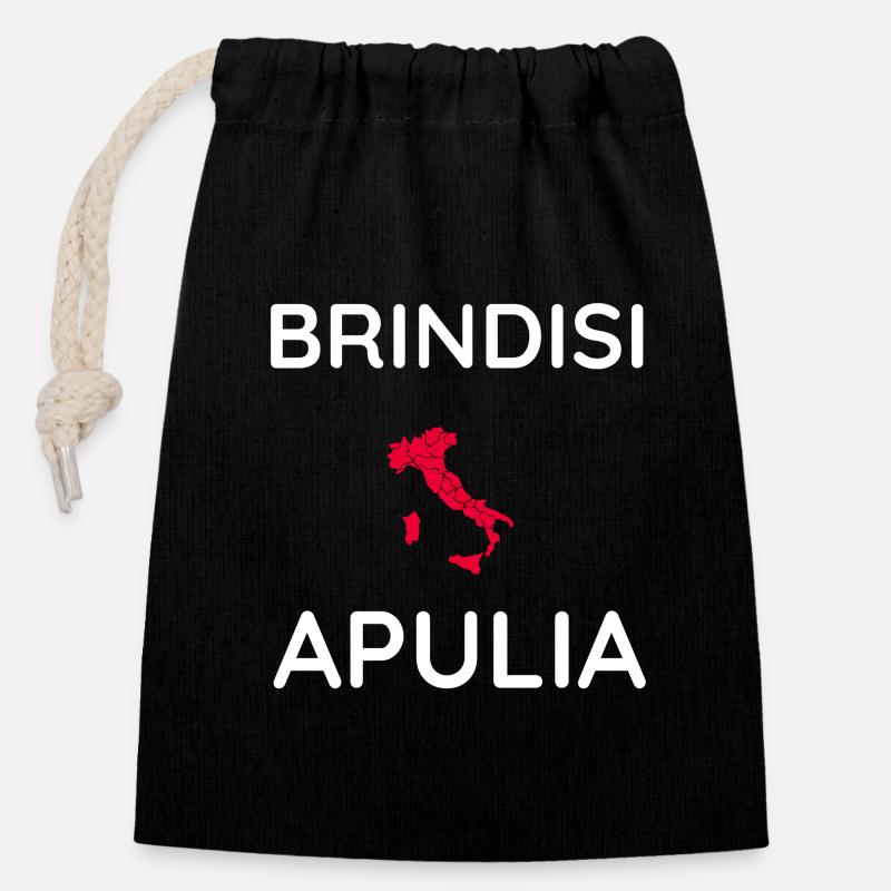 Brindisi Apulien Souvenir - Verschließbarer Geschenkbeutel aus Baumwolle (14x20cm) - Schwarz