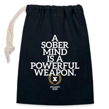 A Sober Mind Weapon Straight Edge Spruch Life XXX - Verschließbarer Geschenkbeutel aus Baumwolle (14x20cm) - Navy - Vorne