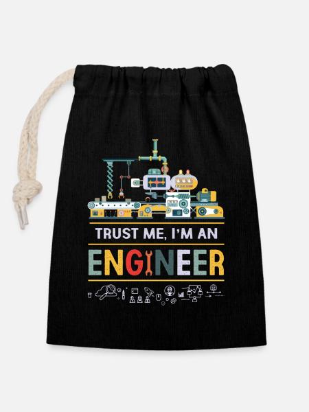 Ingenieur - Verschließbarer Geschenkbeutel aus Baumwolle (14x20cm) - Schwarz