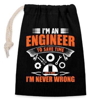 engineer - Closable cotton gift bag (14x20cm) - black - Front