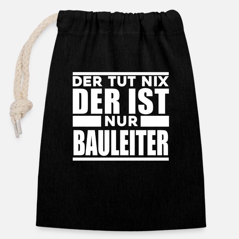 Bauleiter - Verschließbarer Geschenkbeutel aus Baumwolle (14x20cm) - Schwarz
