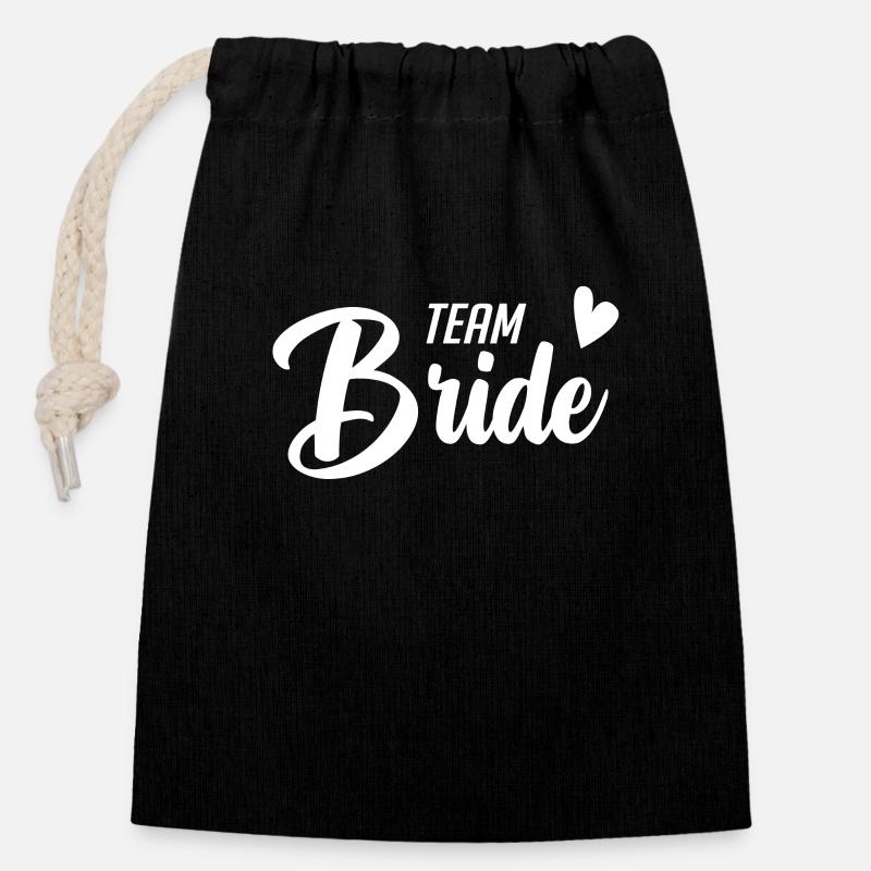 Team Bride - Verschließbarer Geschenkbeutel aus Baumwolle (14x20cm) - Schwarz