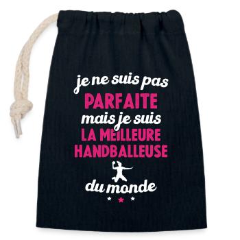 Je suis la meilleure handballeuse du monde - Sac cadeau en coton avec cordon (14 x 20 cm) - bleu marine - Devant