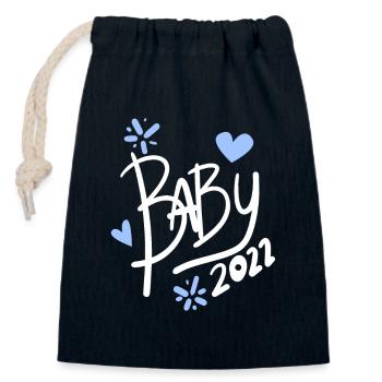Baby 2022 - Birth Pregnant 2022 - Closable cotton gift bag (14x20cm) - navy - Front