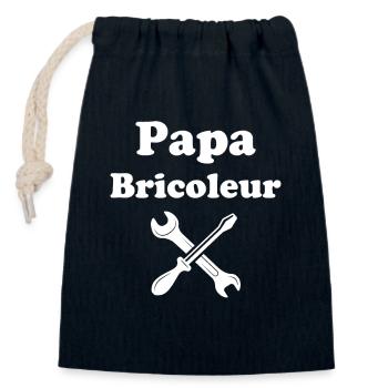 Cadeau Pour Papa Bricoleur - Sac cadeau en coton avec cordon (14 x 20 cm) - bleu marine - Devant