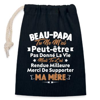 Beau Papa Bonus Père Rendu La Vie Meilleure - Sac cadeau en coton avec cordon (14 x 20 cm) - bleu marine - Devant