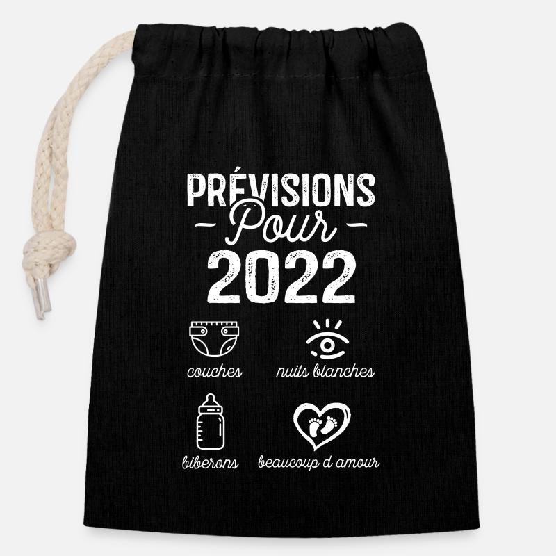 2022 Annonce Grossesse Papa Annonces Grossesse - Sac cadeau en coton avec cordon (14 x 20 cm) - noir