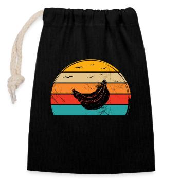 Banana Vegan Lover Retro Veggie Fruit Gift idea - Closable cotton gift bag (14x20cm) - black - Front