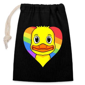 Ente Lgbt Regenbogen Farben - Verschließbarer Geschenkbeutel aus Baumwolle (14x20cm) - Schwarz - Vorne