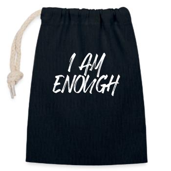 I am enough I am enough affirmation mindfulness - Closable cotton gift bag (14x20cm) - navy - Front