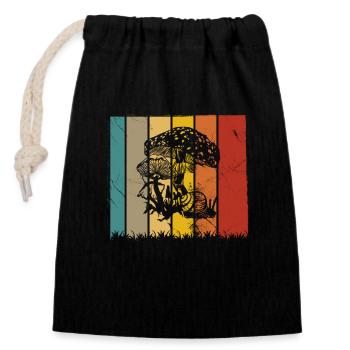 Champignon Champignons Amant Rétro Fungi Forest Idée cadeau - Sac cadeau en coton avec cordon (14 x 20 cm) - noir - Devant