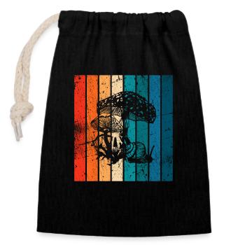 Champignon Champignons Amant Rétro Fungi Forest Idée cadeau - Sac cadeau en coton avec cordon (14 x 20 cm) - noir - Devant