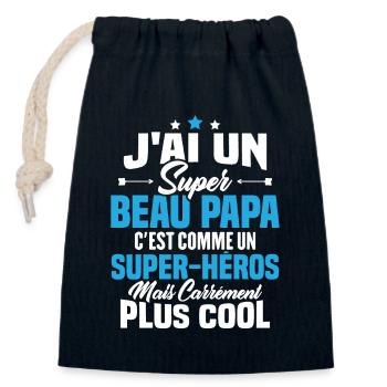 Super beau-papa c'est comme un super héros - Sac cadeau en coton avec cordon (14 x 20 cm) - bleu marine - Devant