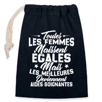 Les meilleures femmes deviennent aides-soignantes - Sac cadeau en coton avec cordon (14 x 20 cm) - bleu marine - Devant
