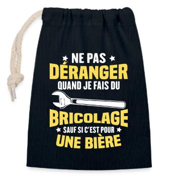 Cadeau humour ne pas déranger bricolage bière - Sac cadeau en coton avec cordon (14 x 20 cm) - bleu marine - Devant