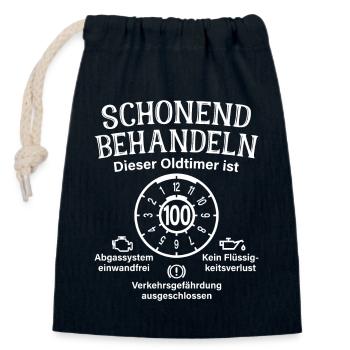 100. Geburtstag Schonend Behandeln Oldtimer 100 - Verschließbarer Geschenkbeutel aus Baumwolle (14x20cm) - Navy - Vorne
