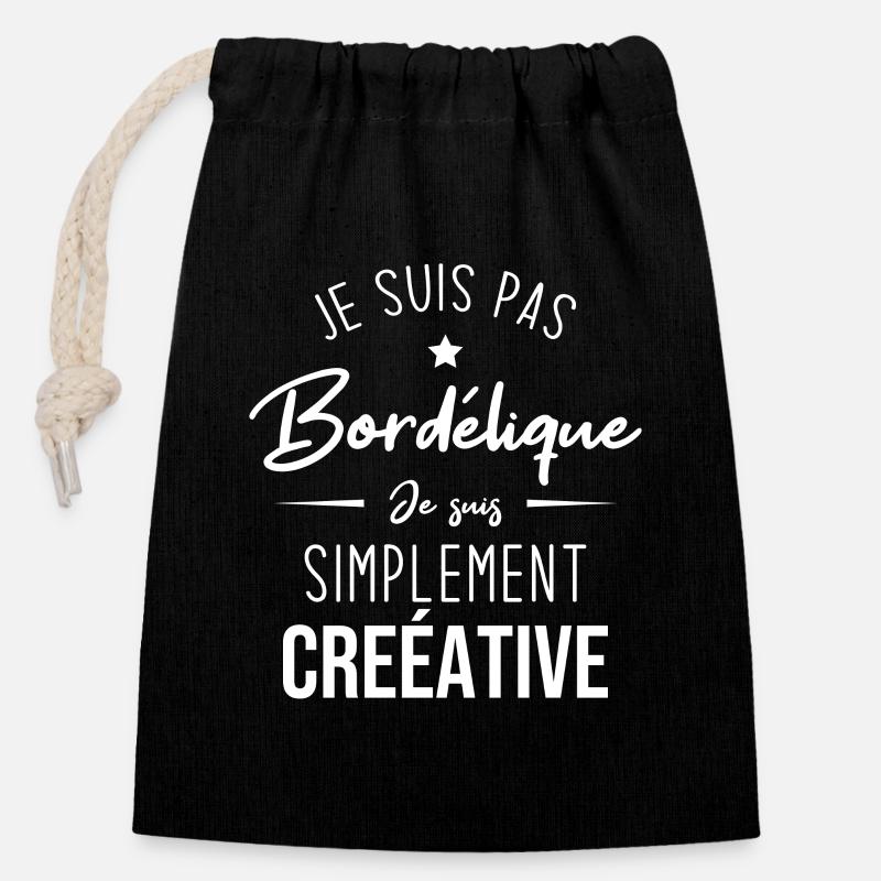 Je suis pas bordélique je suis simplement créative - Sac cadeau en coton avec cordon (14 x 20 cm) - noir