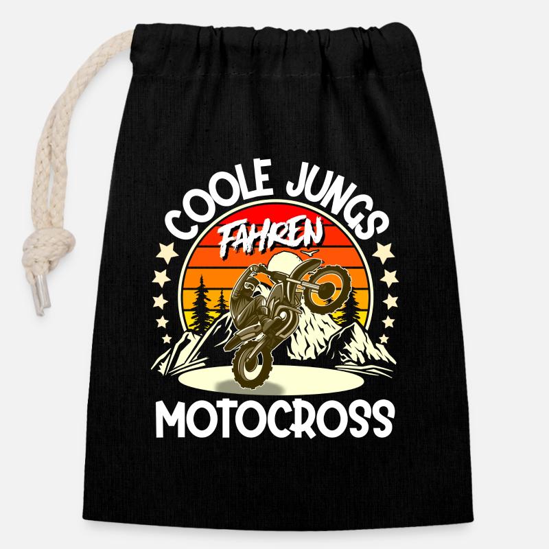 Motocross - Verschließbarer Geschenkbeutel aus Baumwolle (14x20cm) - Schwarz