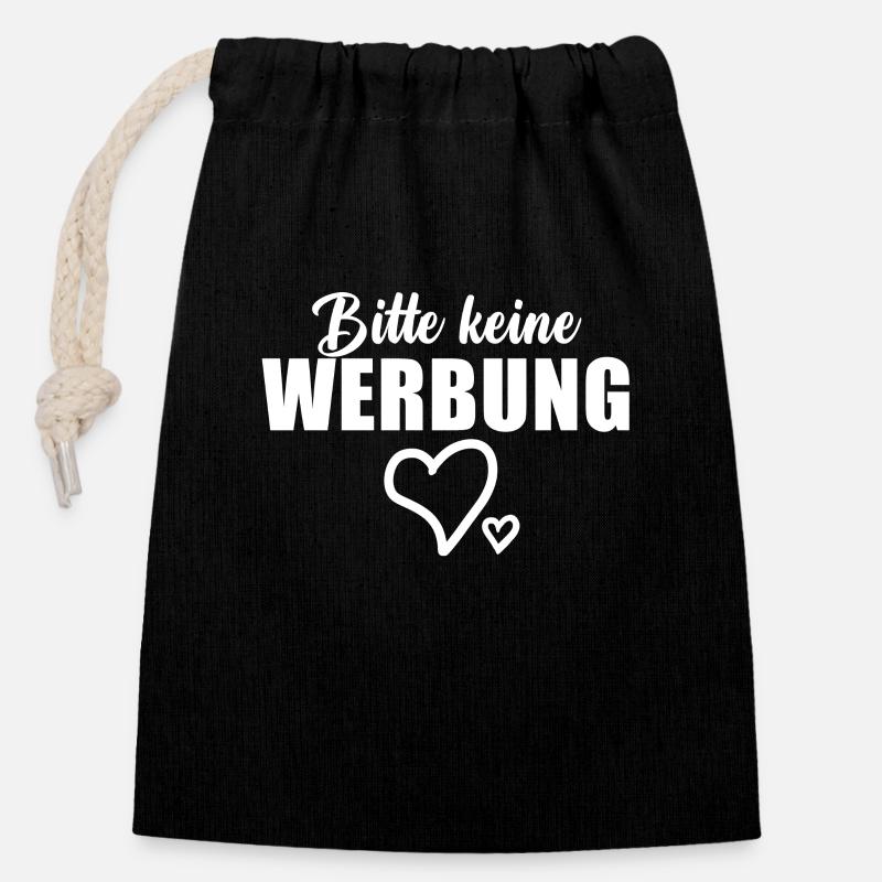 Bitte keine Werbung - Verschließbarer Geschenkbeutel aus Baumwolle (14x20cm) - Schwarz
